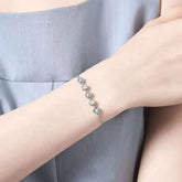 Ocean's Gaze: Sterling Silver Blue & White Bracelet